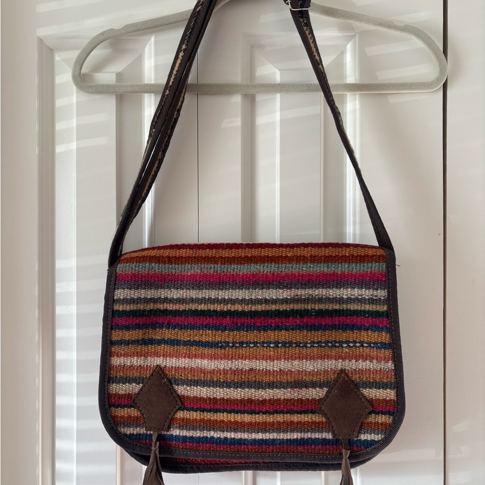 Handmade Boho Crossbody Bag Woven Stripe Shoulder Purse Ethnic Artisan - Picture 4 of 12
